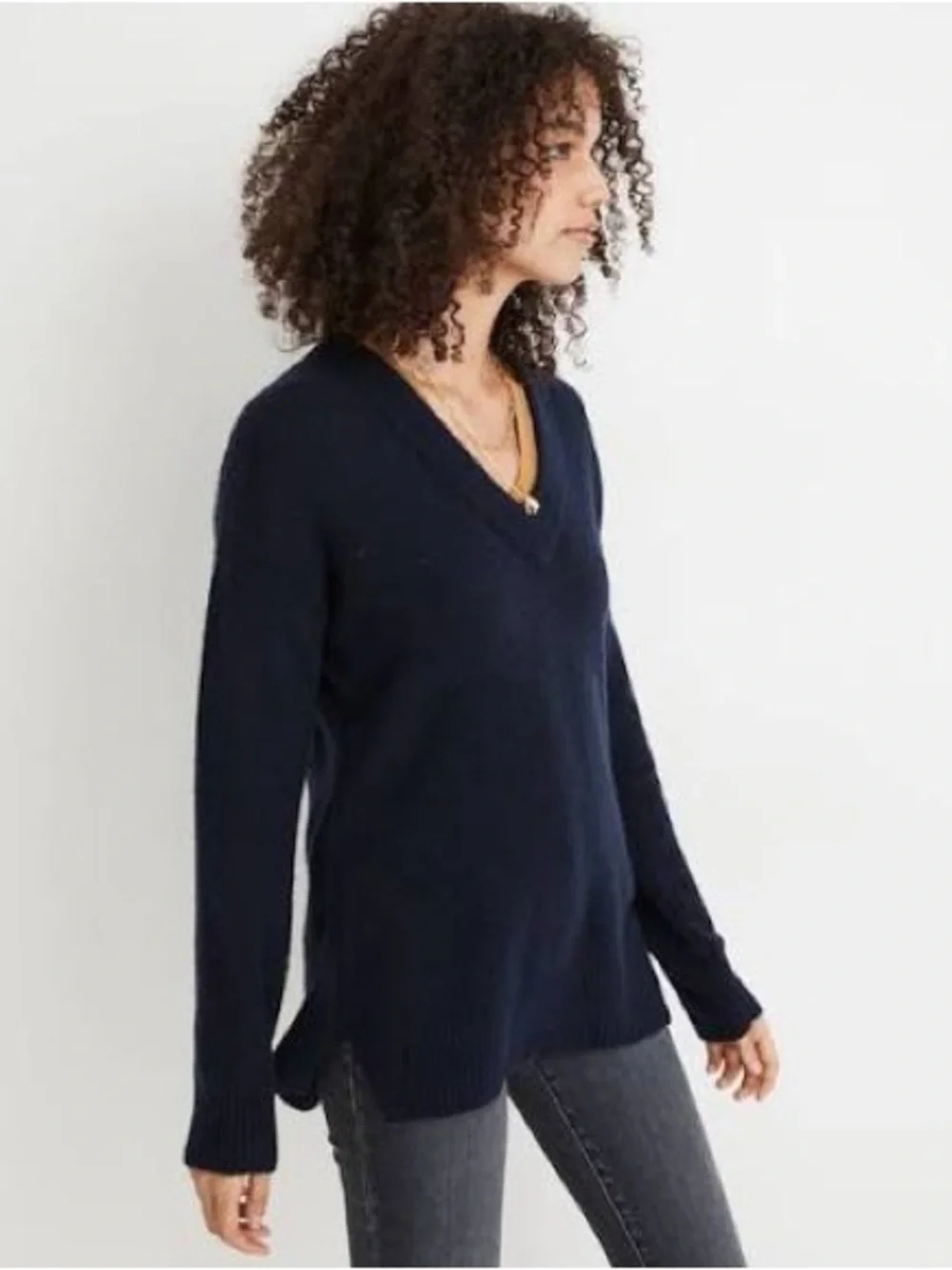 Madewell Navy V-Neck Long Sleeve Sweater